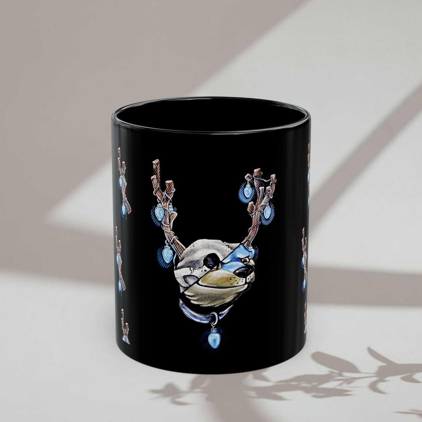 Winter’s Glow- Black Mug- Glow Antlers  (11oz)